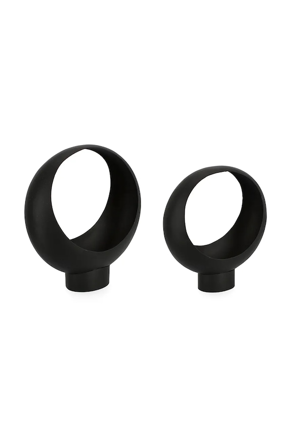 Bizzotto set de măști pentru ghivece cu farfurie din oțel acoperit cu pulbere negru 722910