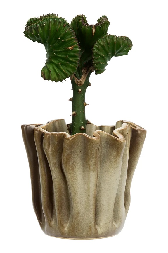Madam Stoltz mască pentru ghiveci decorativă din gresie 18 x 17 cm HY25231.18 bej AA00