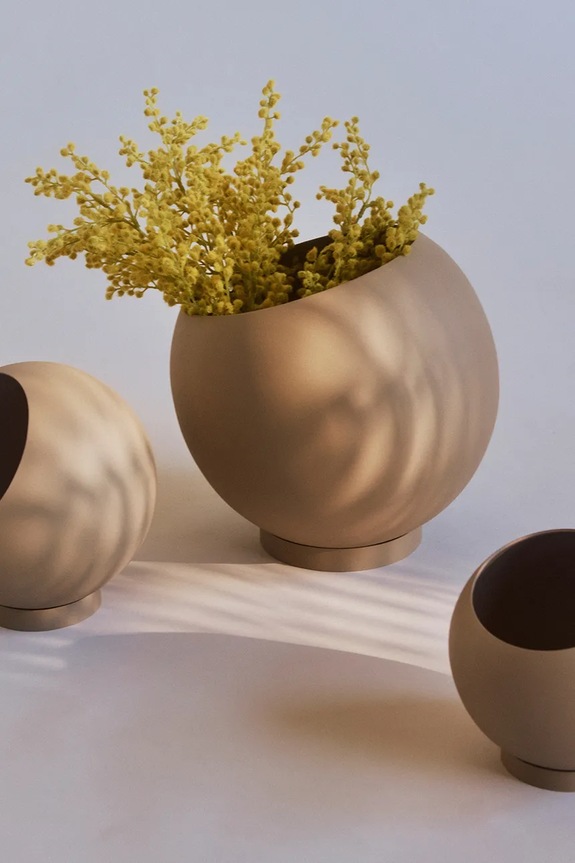 AYTM mască pentru ghiveci decorativă din oțel inoxidabil 17 x 15,4 cm 504679001011 bej AA00