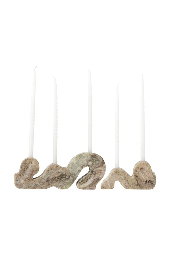 Bloomingville świeczniki dekoracyjne 25 x 4 x 10/15 x 4 x 7 cm 2-pack beżowy 82068441