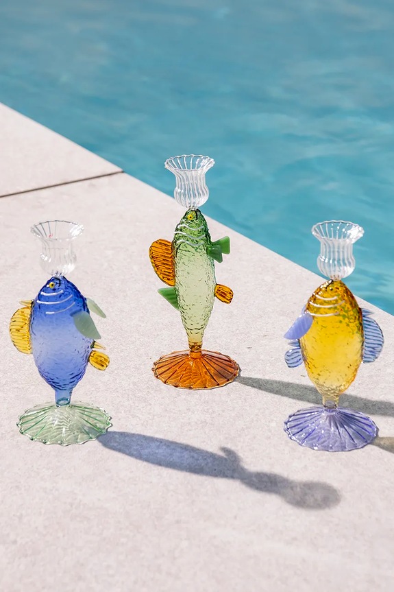 Dnevna soba in spalnica Dekorativen svečnik &k amsterdam fish blue 2186.04 pisana
