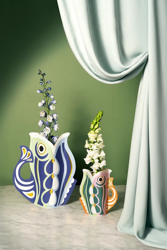 Σαλόνι και υπνοδωμάτιο Διακοσμητικό βάζο Octaevo Fish Blue OPVFIB.24 μπλε