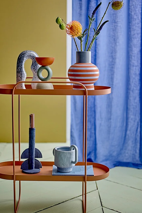 Гостиная и спальня Декоративная ваза Bloomingville Lindir 15 x 19 cm 82061341 голубой