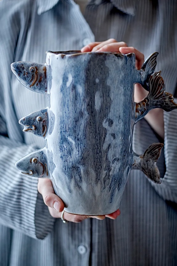 Bloomingville vaso decorativo Tace 23,5 x 23 x 13 cm blu 82072576
