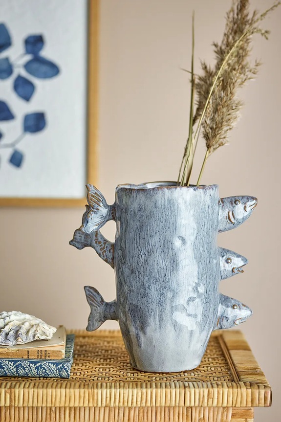 Bloomingville vaso decorativo Tace 23,5 x 23 x 13 cm 82072576 blu