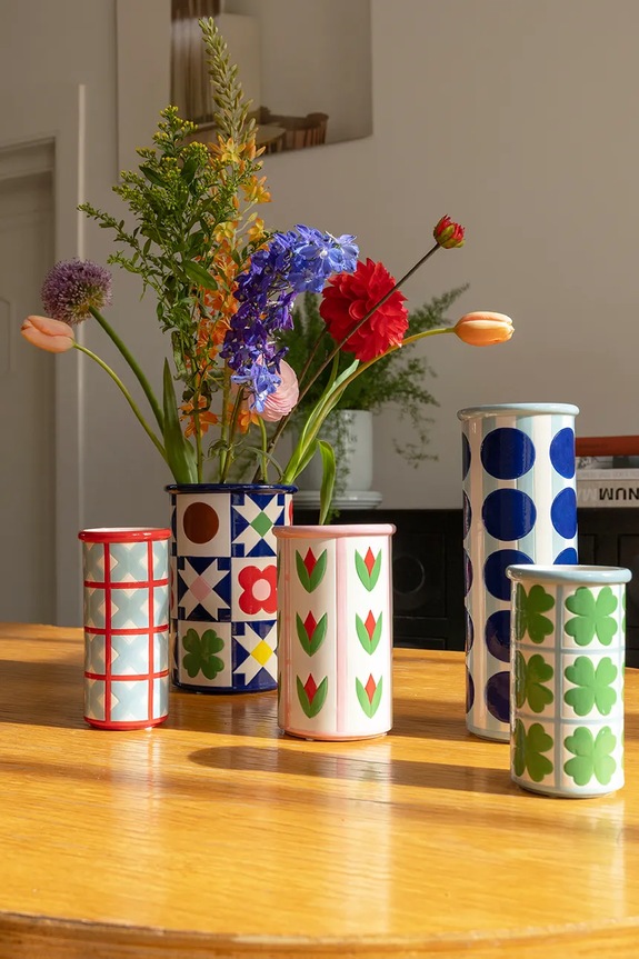 &k amsterdam vaso decorativo patch clover 16,5 x 9 cm 3550.05 multicolore AA00
