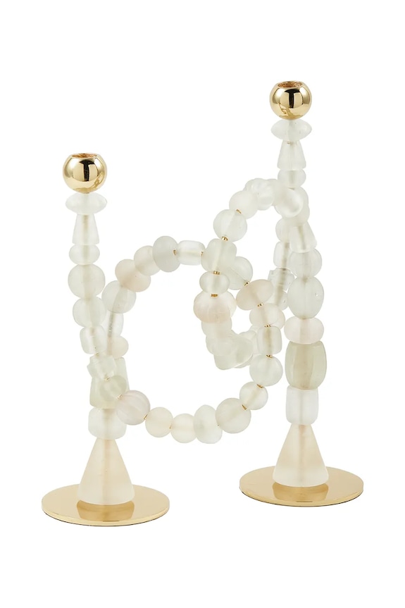Pols Potten świecznik dekoracyjny Beads 33 x 38 x 12 cm beżowy 390.225.202