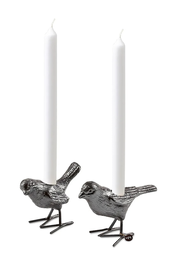 Pols Potten set de sfeșnice flock of birds 12,5 x 5 x 7 cm 2-pack 390.225.191 gri AA00