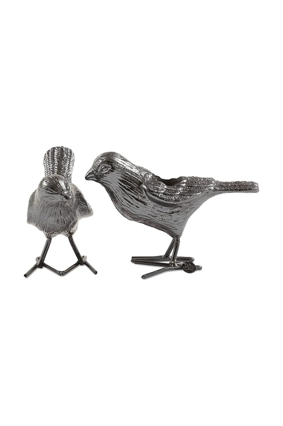 Living și dormitor Pols Potten set de sfeșnice flock of birds 12,5 x 5 x 7 cm 2-pack 390.225.191 gri