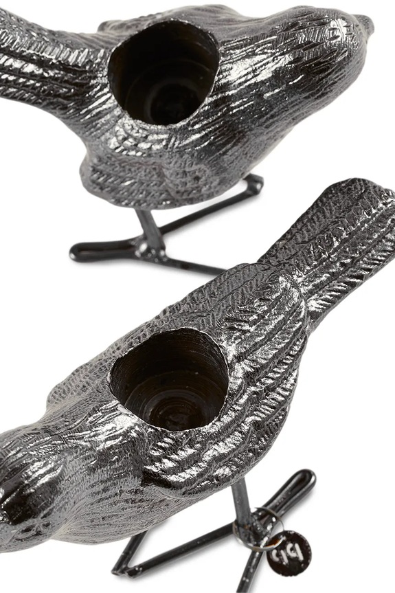 Pols Potten set de sfeșnice flock of birds 12,5 x 5 x 7 cm 2-pack 390.225.191 gri