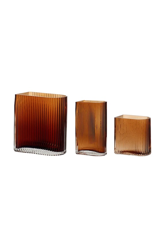 Set ukrasnih vaza Hübsch Amber 13/18/20 cm 3-pack zlatna 180904