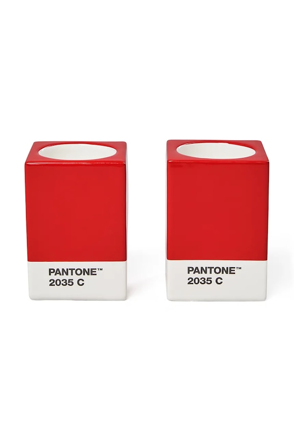Pantone zestaw świeczników dekoracyjny z porcelany czerwony 101722035