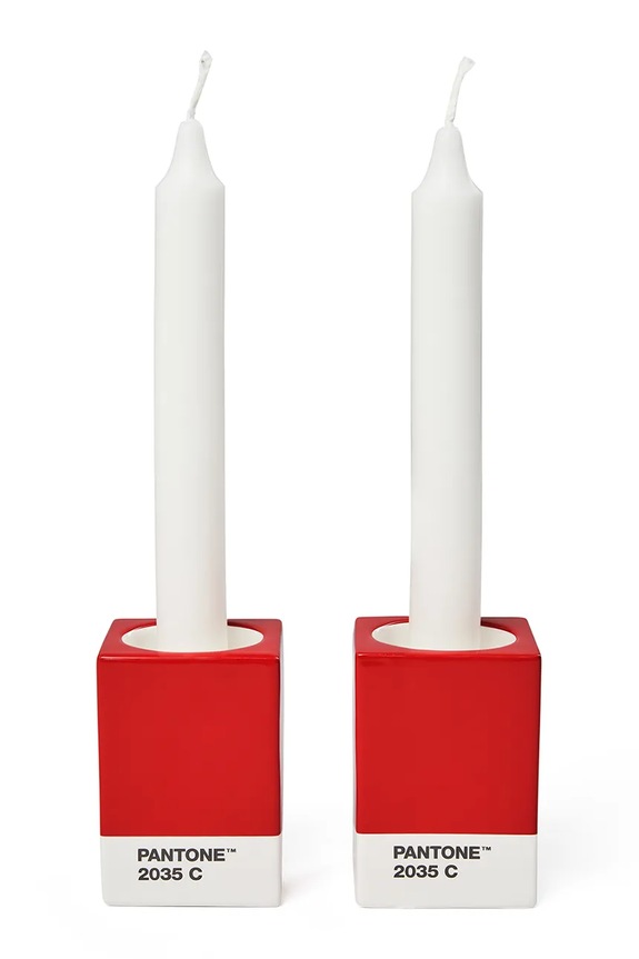 Pantone zestaw świeczników dekoracyjny z porcelany 101722035 czerwony AA00