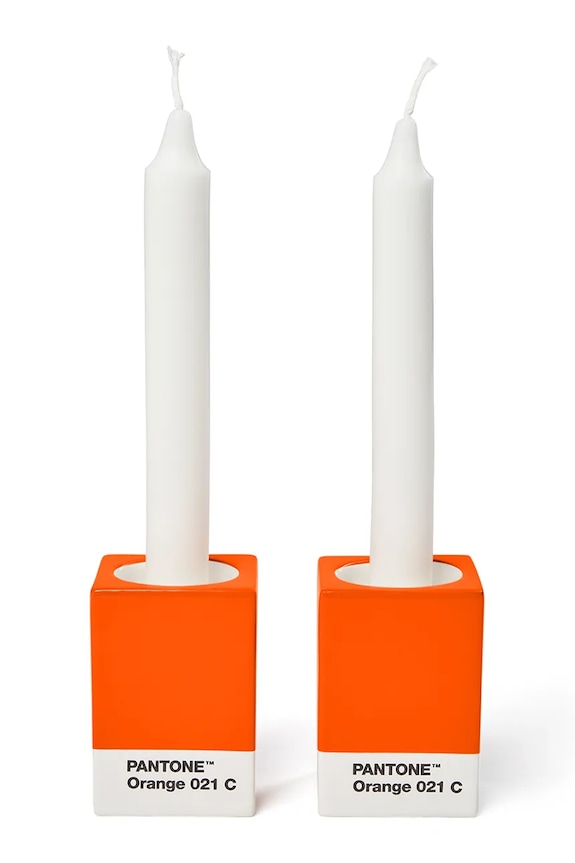 Pantone gyertyatartó szett dekor porcelán 101720021 narancssárga AA00