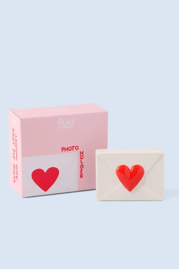 Living și dormitor Fluid Market ramă foto Heart 10 x 7,5 x 2,5 cm AAPHHEART alb