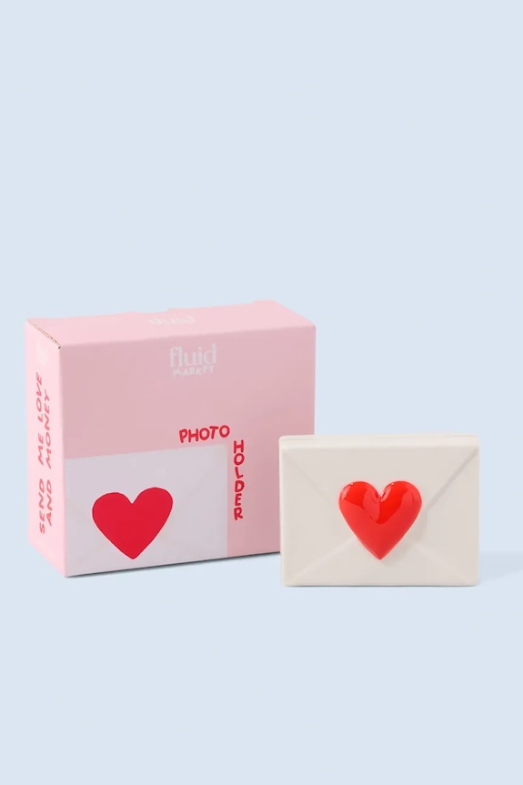 Living și dormitor Fluid Market ramă foto Heart 10 x 7,5 x 2,5 cm AAPHHEART alb
