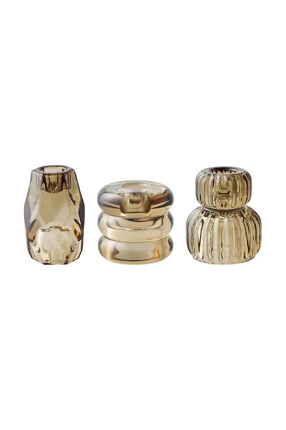Διακοσμητικό κηροπήγιο House Nordic 6,5 / 7,5 / 8 cm 3-pack 4561310 κίτρινο AA00