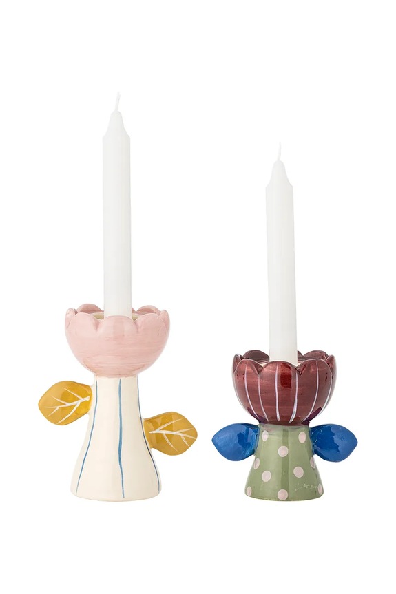 Bloomingville zestaw świeczników stojących z kamionki 82062954 multicolor AA00