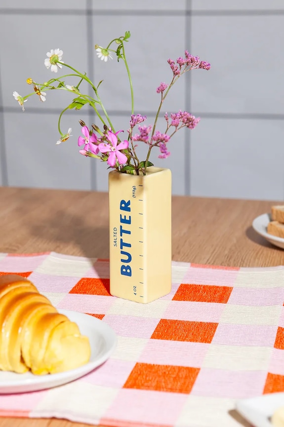 Living și dormitor DOIY vază decorativă din ceramică 4,2 x 4,2 x 11,5 cm DYVASBUXS galben