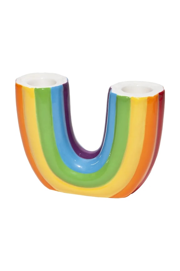 DOIY sfeșnic decorativ din ceramică 12,9 x 4,5 x 9,5 cm multicolor DYCAHRAIN