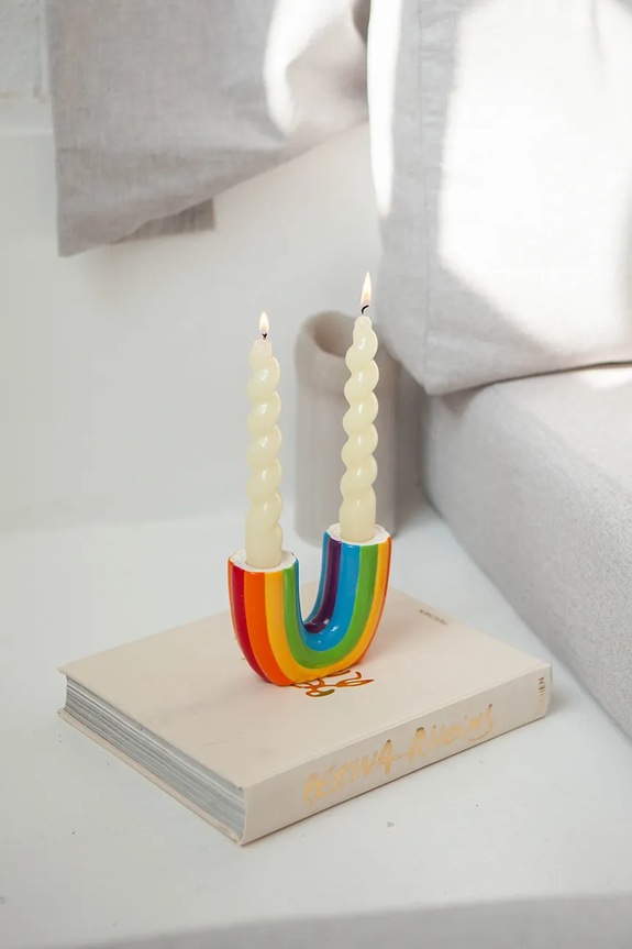 Living și dormitor DOIY sfeșnic decorativ din ceramică 12,9 x 4,5 x 9,5 cm DYCAHRAIN multicolor