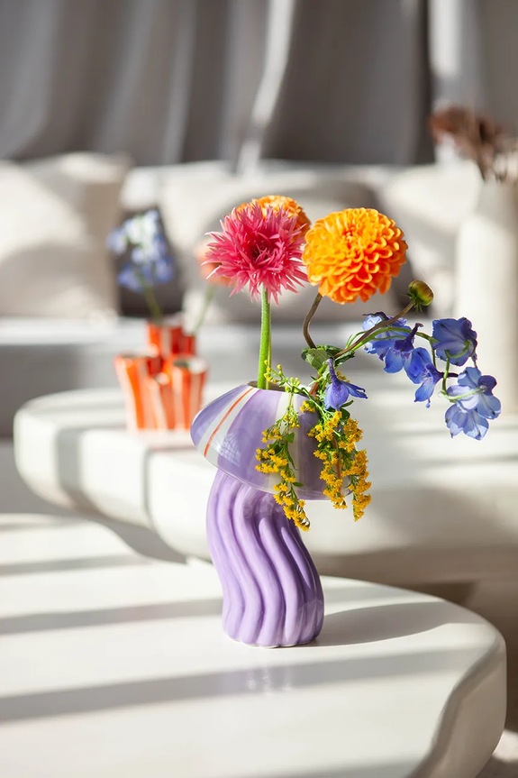 Living și dormitor DOIY vază decorativă din ceramică 13 x 13 x 18 cm DYVASODJF violet
