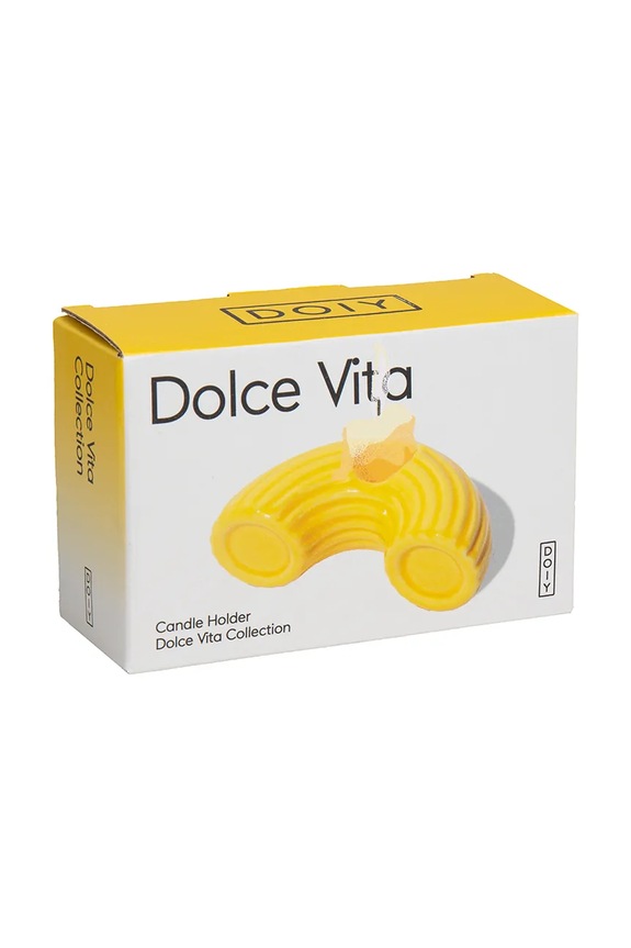 DOIY sfeșnic decorativ din ceramică 10,5 x 5,5 x 3,7 cm DYCAHDVM galben