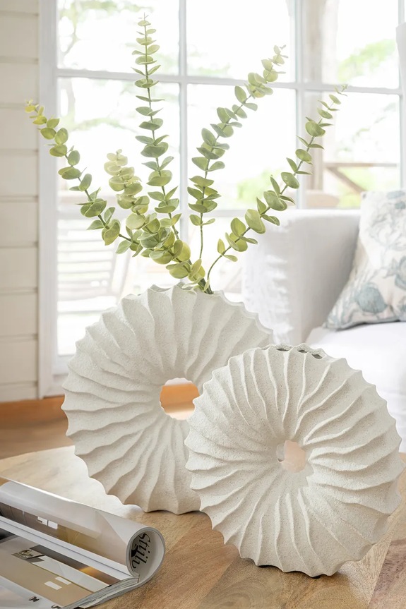 J-Line vază decorativă din gresie 60079. alb AA00