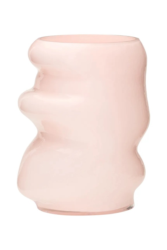 Hübsch vază decorativă din sticlă colorată 20 x 16 x 25 cm roz 662115