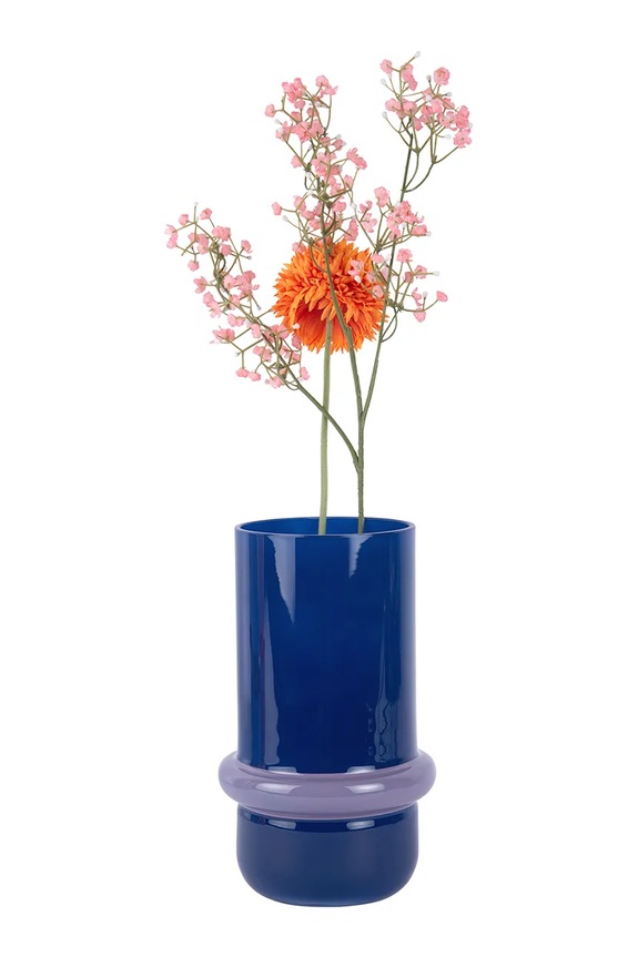 Present Time vază decorativă din sticlă colorată 22 x 13,5 cm PT4418BL bleumarin AA00
