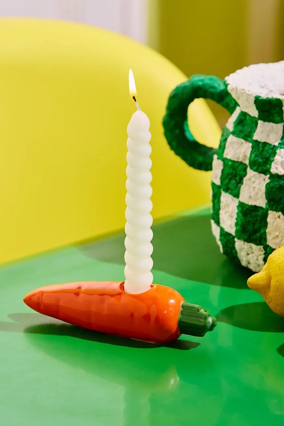 Fluid Market świecznik dekoracyjny z ceramiki 4 x 15 cm pomarańczowy AACHCARROT