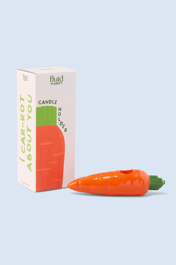 Salon i sypialnia Fluid Market świecznik dekoracyjny z ceramiki 4 x 15 cm AACHCARROT pomarańczowy