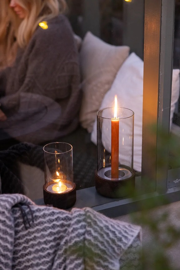 Sagaform κηροπήγιο επιδαπέδιο από γυαλί 12 x 24 cm καφέ 5018418