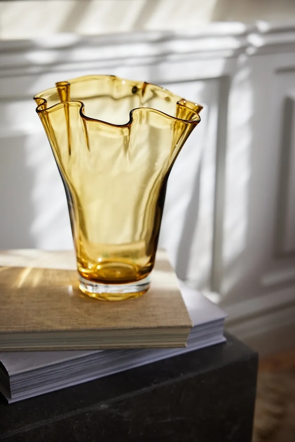 Sagaform βάζο επιδαπέδιο από γυαλί 20 x 20 x 24,5 cm 5018376 κίτρινο AA00