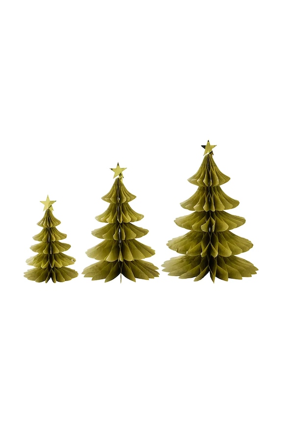 House Doctor pom de crăciun decorativ HDTree 18 x 11,5 /23 x 16 / 28,5 x 21 cm 3-pack galben 266602502