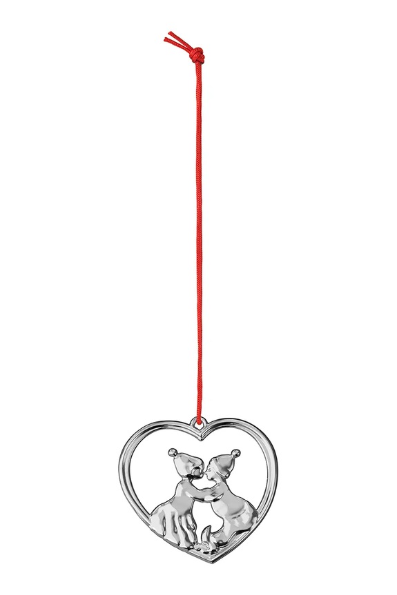 Závěsná dekorace Rosendahl Kissing Elves 6,5 cm šedá 33107.