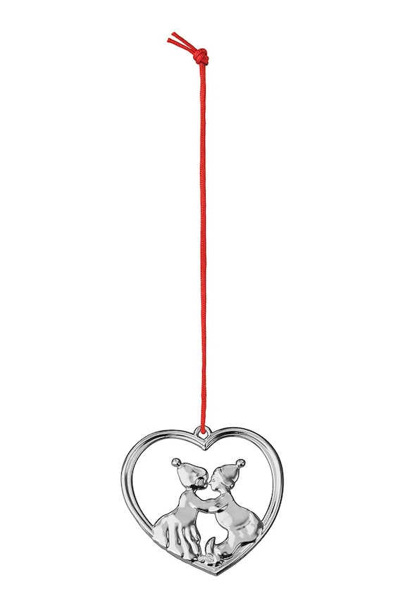 Závěsná dekorace Rosendahl Kissing Elves 6,5 cm šedá 33107.