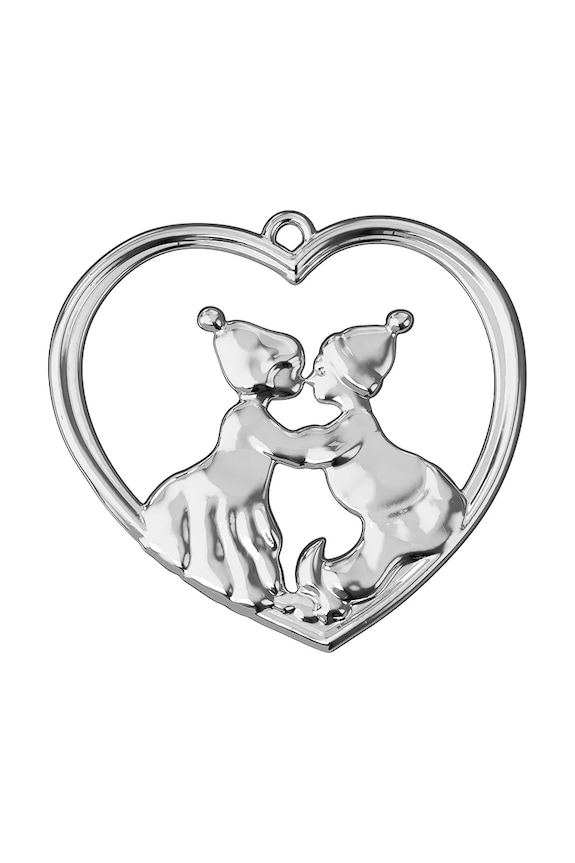 Závěsná dekorace Rosendahl Kissing Elves 6,5 cm 33107. šedá AA00