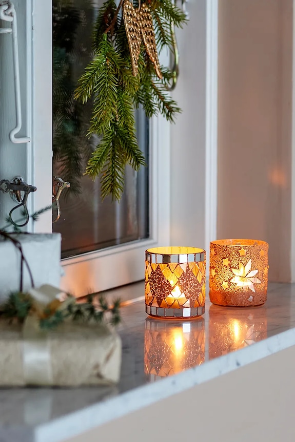 Lifestyle Bloomingville świecznik dekoracyjny 7,5 x 7,5 cm 2-pack 82068429 pomarańczowy