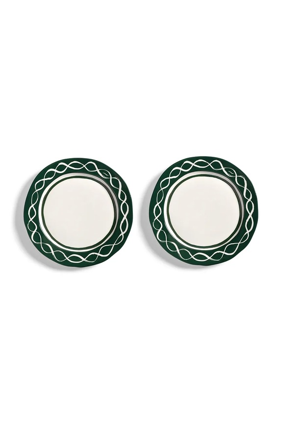 &k amsterdam zestaw talerzy deserowych festivo M/22,5 cm 2-pack zielony 2192.04