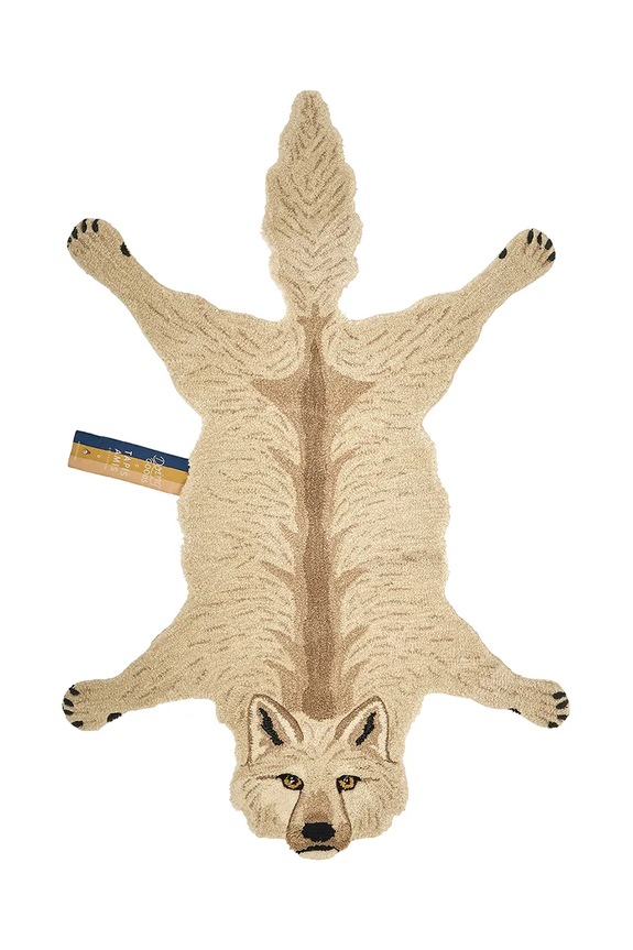Μάλλινο χαλί Doing Goods Woozy Wolf Rug Large μπεζ 1.45.10.078.020.5
