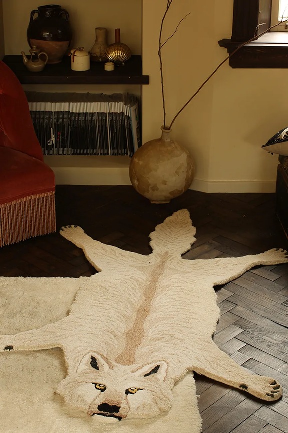 Μάλλινο χαλί Doing Goods Woozy Wolf Rug Large 1.45.10.078.020.5 μπεζ