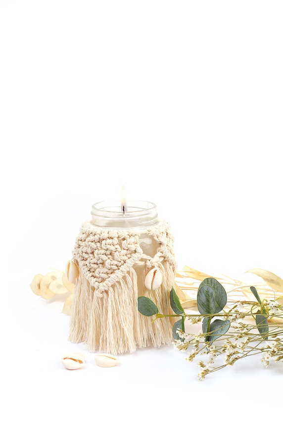 DIY sada makramé svíček Graine Creative Bohemian Macrame Candle vícebarevná 152020
