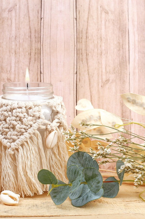 DIY sada makramé svíček Graine Creative Bohemian Macrame Candle vícebarevná 152020