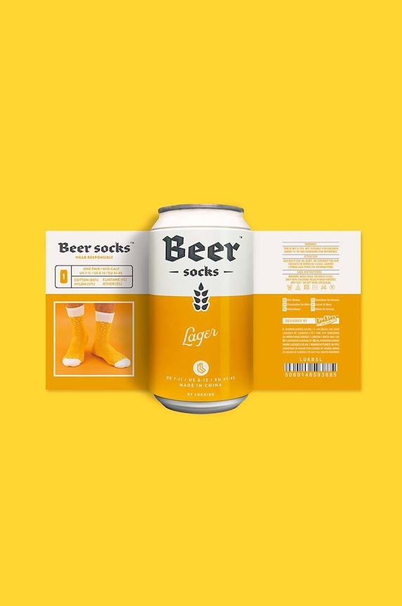 Nogavice v pločevinki Luckies of London Lager Beer pisana LK.LUKBSL
