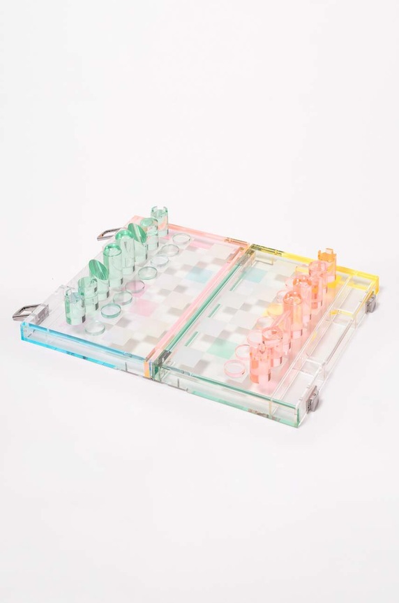 SunnyLife szachy i warcaby Mini Lucite Aurora multicolor S35LMCHK