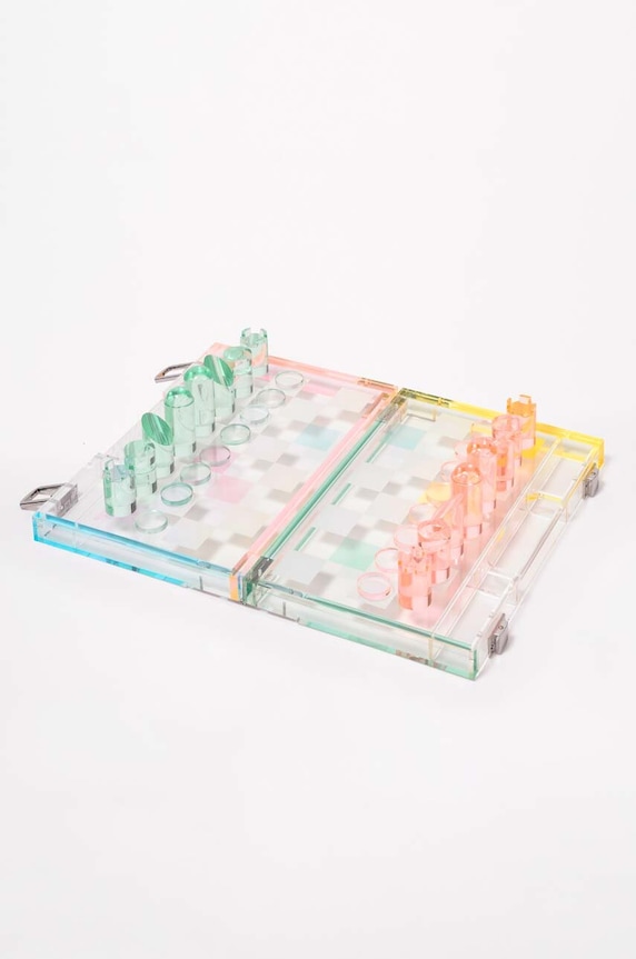 SunnyLife szachy i warcaby Mini Lucite Aurora multicolor S35LMCHK