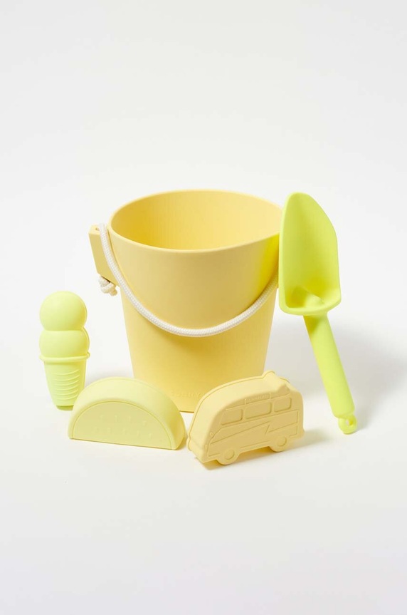 SunnyLife zestaw zabawek do piaskownicy Silicone Bucket & Spade Set 5-pack żółty S36SBSCI