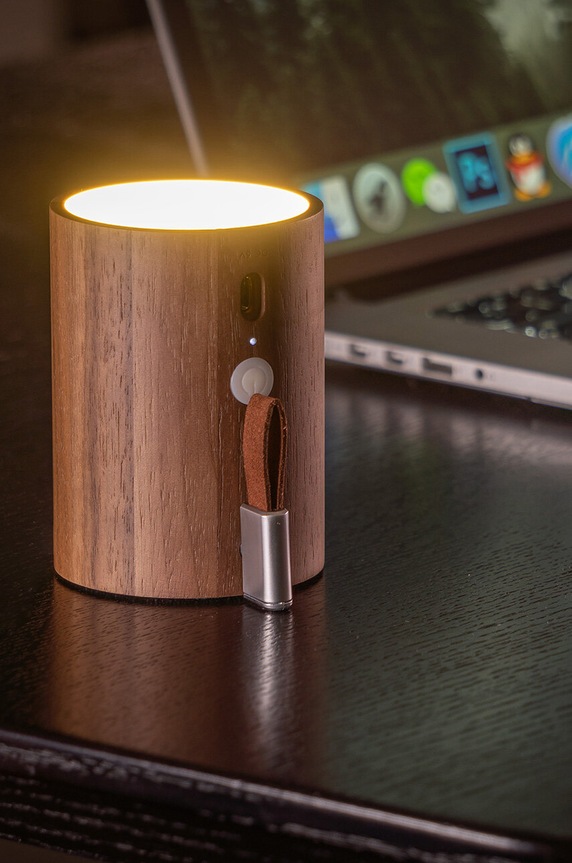 Ασύρματο ηχείο με φωτισμό Gingko Design Drum Light Bluetooth Speaker καφέ G020WT
