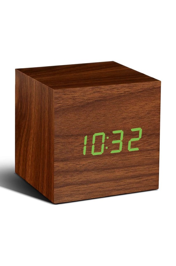 Gingko Design ceas de masă Cube Click Clock maro GK08G8